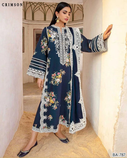 3 Pcs Women's Unstitched Embroidered Suit